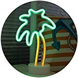 Product Cover Coconut Palm tree Neon Signs, LED Neon Light Sign with Holder Base For Party Supplies Table Decorations, Seasonal Home Decor Children Kids Gifts (Palm tree with holder)