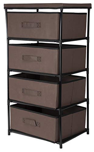 Product Cover Juvale Dresser Storage Drawers - Closet Storage Organizer Chest with 4 Fabric Bins for Clothes, Bedroom, Hallway - Dark Brown, 16.5