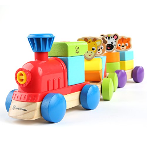 Product Cover Baby Einstein Discovery Train Wooden Train Toddler Toy, Ages 18 Months and up