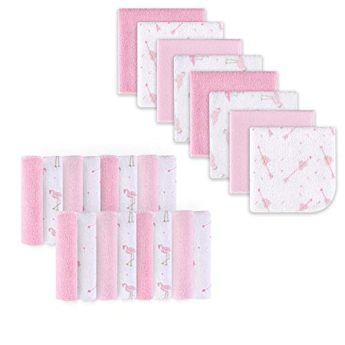 Product Cover Baby Washcloths, Extra Soft and Ultra Absorbent Bath Cloth, Great Gifts for Newborn and Infants, 24 Pack, Flamingos