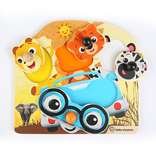 Product Cover Baby Einstein Friendly Safari Faces Wooden Puzzle Toddler Toy, Ages 12 months and up