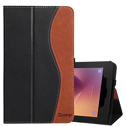 Product Cover Ztotop Case for Samsung Galaxy Tab A 8.0 2017 Release for T380/T385, Folio Leather Tablet Cover with Auto Wake/Sleep Feature,Black/Brown
