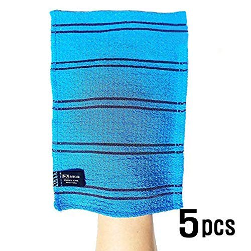 Product Cover Songwol Korean Exfoliating Towel Large Viscos Bath WashCloth Scrub Gloves 5 pcs - Blue