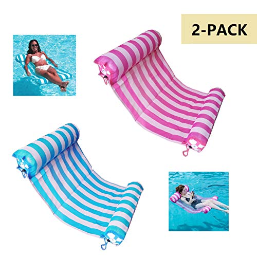 Product Cover AIWAN LEZHI 2-Pack(Pink,Blue) Premium Swimming Pool Float Hammock, Comfortable Inflatable Swimming Pools Lounger, Water Hammock Lounge
