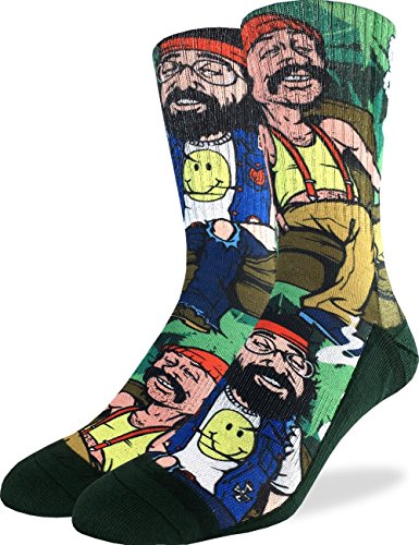 Product Cover Good Luck Sock Men's Cheech & Chong on Couch Crew Socks - Adult Shoe Size 8-13