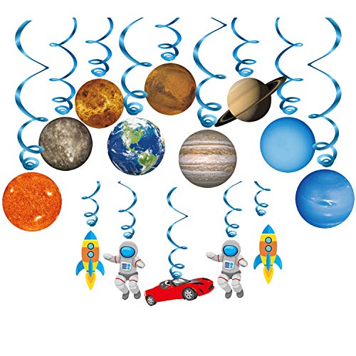 Product Cover Konsait Solar System Whirls(14Pack), Outer Space Hanging Swirl Home Classroom Decor for Boy Girl Kids Solar System Party Decoration Space Themed Birthday Party Favor Supplies