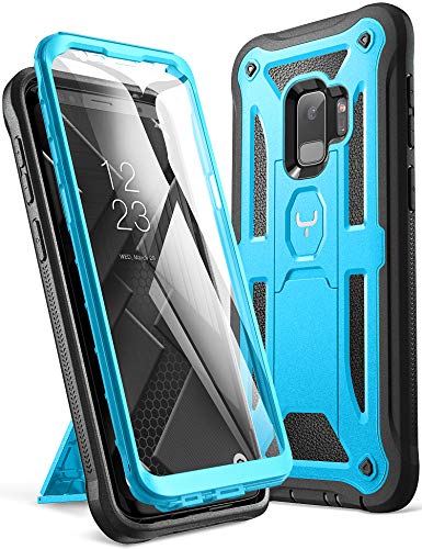 Product Cover YOUMAKER Galaxy S9 Case, Heavy Duty Protection Kickstand with Built-in Screen Protector Shockproof Case Cover for Samsung Galaxy S9 5.8 inch (2018 Release) - Blue