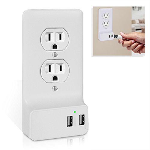 Product Cover Pyle Smart USB Charge Wall Power Outlet Frame Cover, Duplex Snap-On Fast-Charging Plate