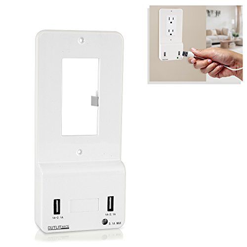 Product Cover Pyle Smart USB Charge Wall Power Outlet Cover Plate, Snap-On Charging with Built-in Night-Light