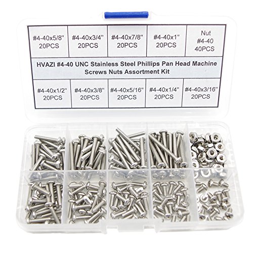 Product Cover HVAZI #4-40 UNC Stainless Steel Phillips Pan Head Machine Screws Nuts Assortment Kit