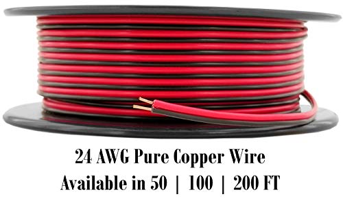 Product Cover GS Power 24 AWG (American Wire Gauge) 200 feet Pure Copper Red Black Bonded Zip Cord Cable for Car Audio 12Volt Automotive LED Light Harness Wiring (Also Available in 50 & 100 ft roll)