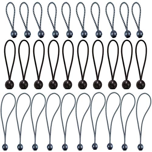Product Cover Ball Bungee Cords, Qtimal 30 Pack of 3 Sizes Tarp & Canopy Shock Cords, Extreme Heavy Duty Gazebo Tarp Tie Down Cord