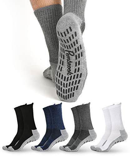 Product Cover Non Skid Crew Socks - (4 Pairs) - Anti Slip Socks for Barre Yoga Pilates Maternity Pregnancy Hospital Adults Men Women