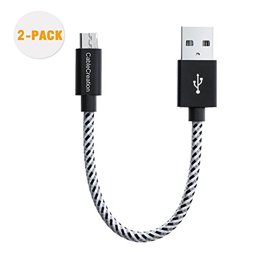Product Cover CableCreation 2-Pack USB to Micro USB Cable, Fast Charging Short Micro USB Triple Shielded Fast Charger Cable, Compatible with Roku Streaming TV Stick, Power Pack, Android Phone, 0.5 ft - Black