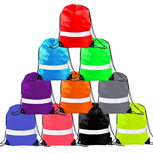 Product Cover Drawstring Backpack - Drawstring Bag Reflective Cinch Sacks String Backpack Bulk Bsgs