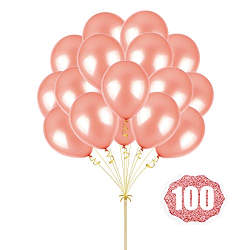 Product Cover Rose Gold Balloons Hovebeaty 12 Inches thicken Latex Metallic Rose Golden Balloons 100 Pack for Wedding Party Baby Shower Christmas Birthday Carnival Party Decoration Supplies
