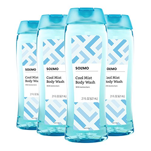 Product Cover Amazon Brand - Solimo Body Wash, Cool Mist Scent, 21 Fl Oz (Pack of 4)