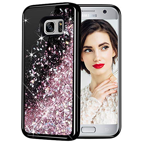 Product Cover Galaxy S7 Case, Caka Galaxy S7 Glitter Case Starry Night Series Luxury Fashion Bling Flowing Liquid Floating Sparkle Glitter Girly Soft TPU Case for Samsung Galaxy S7 (Rose Gold)