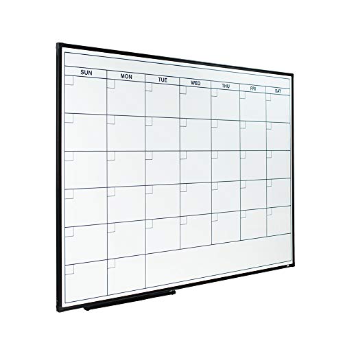 Product Cover Lockways Dry Erase Calendar Whiteboard, Framed Magnetic Whiteboard Calendar 36 x 24 Inch, Ultra-Slim Black Aluminium Frame