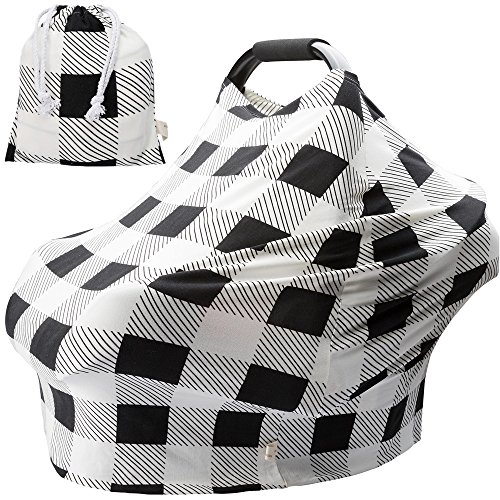 Product Cover Nursing Covers for Newborns Baby Car Seat Covers for Baby Girls and Boys Gifts Black and White Grid Check Pattern Baby Shower Gift