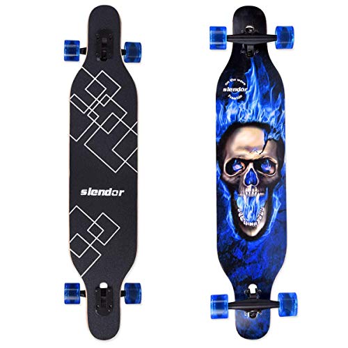 Product Cover Slendor Longboard Skateboard 42 inch Drop Through Deck Complete Maple Cruiser Freestyle, Camber Concave