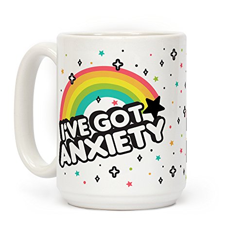 Product Cover LookHUMAN I've Got Anxiety Rainbow White 15 Ounce Ceramic Coffee Mug
