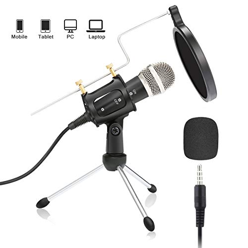 Product Cover Condenser Microphone,NASUM 3.5mm Recording Microphone Plug and Play,Computer Microphone with Filter Suitable for Voice Recording,Podcasting,Skype,YouTube,Games,Google Voice Search