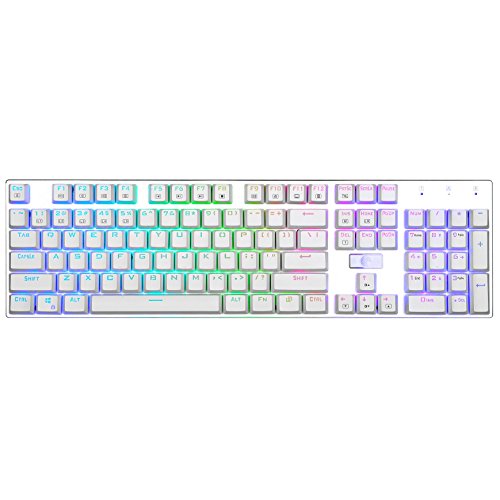 Product Cover E Element Z-88 RGB Mechanical Gaming Keyboard, Red Switch - Linear & Quiet, Programmable RGB Backlit, Water Resistant, 104 Keys Anti-Ghosting for Mac PC, White