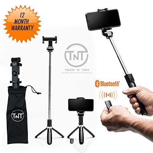 Product Cover Extendable Selfie Stick, Bluetooth Remote Tripod - 4-in-1 Selfie Sticks iPhone X, 8, Plus, 7, Plus, 6, Android, Galaxy - Compact, Travel-Size, Lightweight, Professional Photos