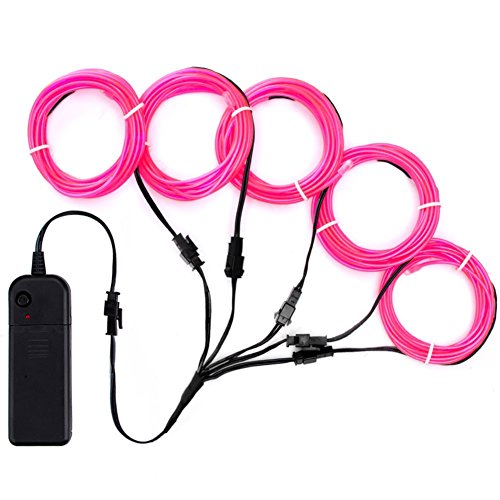 Product Cover Zitrades EL Wire Pink Neon Lights Kit with 4 Modes Portable Battery Operated for DIY Party Decoration, 5 by 1-Meter