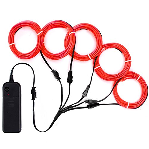 Product Cover Zitrades EL Wire Red Neon Lights Kit with 4 Modes Portable Battery Operated for DIY Party Decoration, 5 by 1-Meter