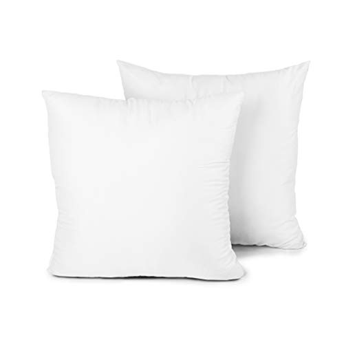 Product Cover EDOW Throw Pillow Insert, Set of 2 Down Alternative Polyester Square Form Decorative Pillow, Cushion,Sham Stuffer. (White, 18x18)