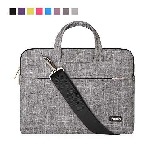 Product Cover Qishare 15 15.6 16 inch Laptop Case Laptop Shoulder Bag, Multi-functional Notebook Sleeve Carrying Case With Strap for Lenovo Acer Asus Dell Lenovo Hp Samsung Ultrabook Chromebook 15(Gray Lines)