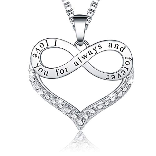Product Cover Ado Glo Christmas Girlfriend Gifts, I Love You for Always and Forever Infinity Heart Pendant Necklace, Fashion Jewelry for Women and Girls, Birthday Anniversary Xmas Presents to Wife, Sister, Mom