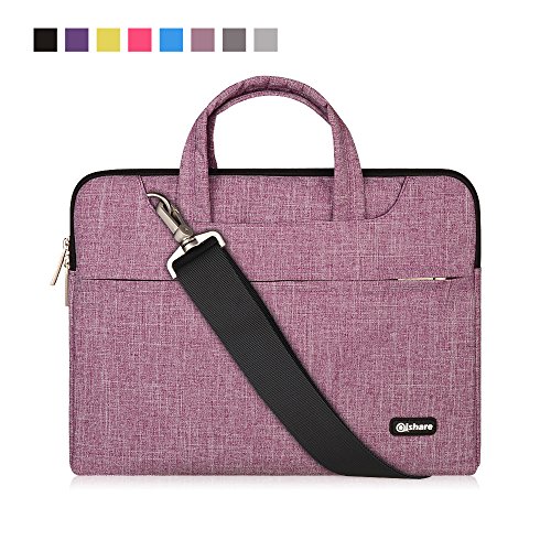 Product Cover Qishare 15 15.6 16 inch Laptop Case Laptop Shoulder Bag, Multi-functional Notebook Sleeve Carrying Case With Strap for Lenovo Acer Asus Dell Lenovo Hp Samsung Ultrabook Chromebook 15(Purple Lines)