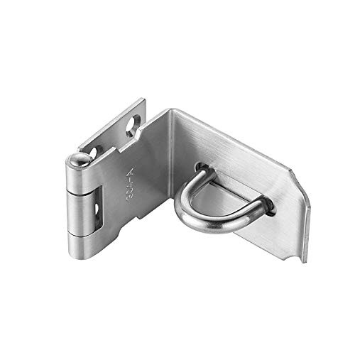 Product Cover JQK Door Hasp Latch 90 Degree, Stainless Steel Safety Angle Locking Latch for Push/Sliding/Barn Door, 1.5mm Thickness Satin Nickel, 4 Inch