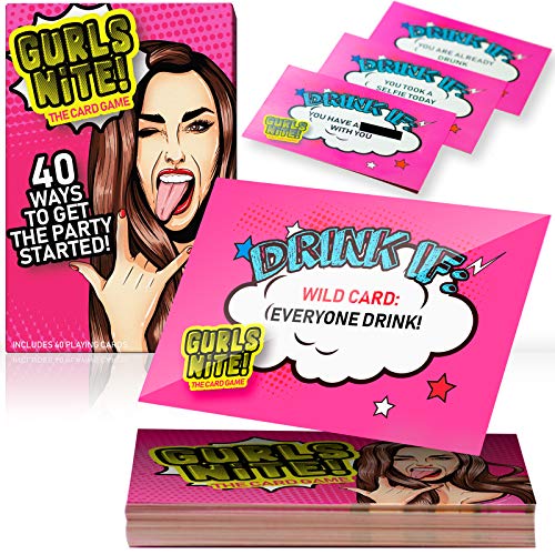 Product Cover Girls Night Out Bachelorette Party Drinking Games - 40 Naughty & Hilarious Drink If Cards! Perfect for Bridal Showers, Wedding Showers, Engagement and Birthday Parties - Bachelorette Party Favors