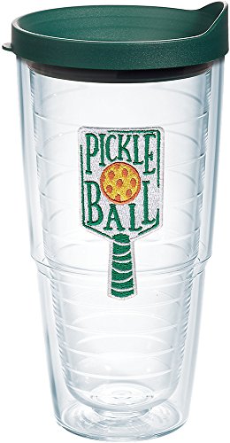 Product Cover Tervis 1252408 Pickleball Insulated Tumbler with Emblem and Hunter Green Lid, 24oz, Clear