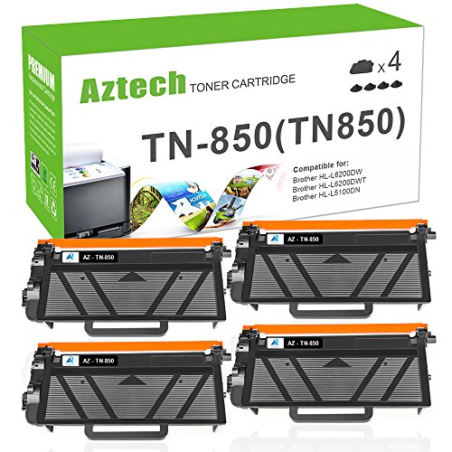Product Cover Aztech Compatible Toner Cartridge Replacement for Brother TN850 TN-850 TN 850 HL-L6200DW HL-L6200DWT MFC-L5900DW (Black, 4-Pack)