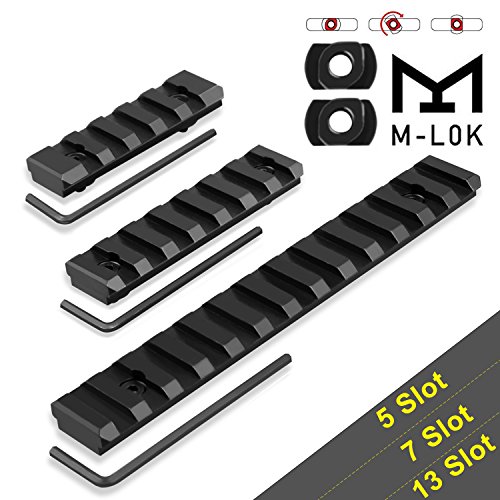 Product Cover GUNPOW M-Lok Picatinny Rail, 5-Slot 7-Slot 13-Slot Lightweight M Lok Aluminum Picatinny Rail Section Accessories for M-LOK System with 6 T-Nuts & 6 Screws & 3 Allen Wrench, 3 Pack