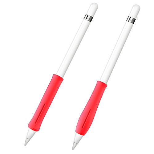 Product Cover Fintie Silicone Grip Holder for Apple Pencil 1st 2nd Gen, Protective Skin Sleeve Case Accessories for Apple Pencil 1 2, iPad 6th Gen, iPad Pro 11, iPad Pro 12.9 2018 Pen, Red