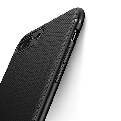 Product Cover iPhone 7 Plus Case iPhone 8 Plus Case, iCOCEN [Carbon Fiber Texture Design] Durable Light Shockproof Cover Full Protective Slim Fit Shell Soft TPU Silicone Bumper Case for iPhone 7/8 Plus 2017 Black