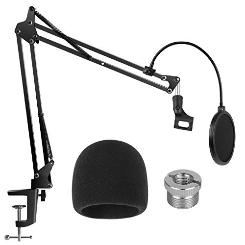 Product Cover InnoGear Heavy Duty Microphone Stand with Mic Microphone Windscreen and Dual Layered Mic Pop Filter Suspension Boom Scissor Arm Stands for Blue Yeti