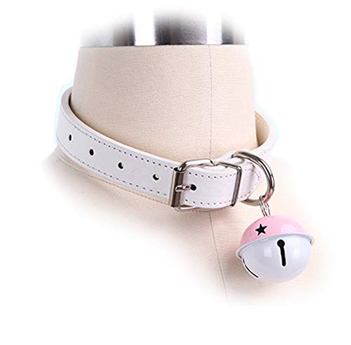 Product Cover SUPER Q Handmade Cosplay Choker Necklace Lolita Kitty Bell Collar Leather Bow Statement Chokers White