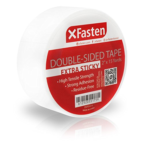 Product Cover XFasten Extra Sticky Double-Sided Tape, White, 2-inch x 15-Yard, Extreme Bonding for Anti-Scratch Cat Training Tape, Rug to Carpet Anti Slip Gripper Tape, and Woodworking