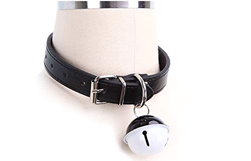 Product Cover SUPER Q Handmade Cosplay Choker Necklace Lolita Kitty Bell Collar Leather Bow Chokers Black
