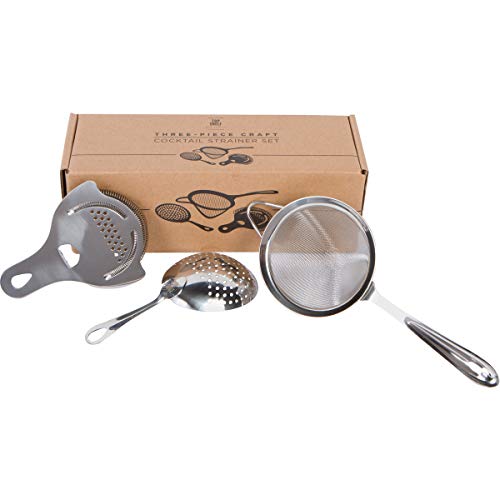 Product Cover Cocktail Strainer Set: Stainless Steel Hawthorne Strainer, Julep Strainer and Conical Fine-Mesh Strainer by Top Shelf Bar Supply