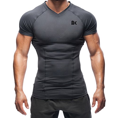 Product Cover BROKIG Mens Gym Muscle Shirts Workout Compression Tee Bodybuilding Base Layers