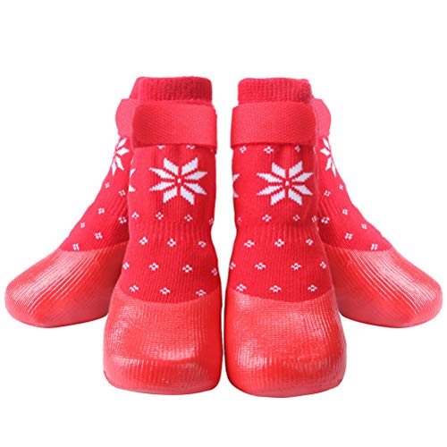 Product Cover KOOLTAIL Red Dog Socks Anti Slip with Straps Traction Control Waterproof Paw Protector, XXL