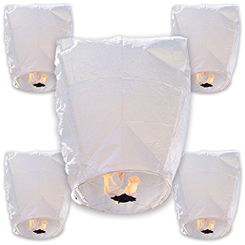 Product Cover Just Artifacts 40 ECO Wire-Free Flying Chinese Sky Lanterns (Set of 40, Wire-Free Eclipse, White) - 100% Biodegradable, Environmentally Friendly Lanterns!